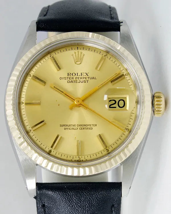 Rolex Datejust 36MM Champagne Dial Leather Strap (1601)
