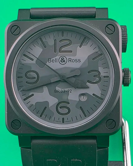 2017 Bell & Ross BR 03-92 Diver 42MM Black Camo Dial Rubber Strap (BR03-92)