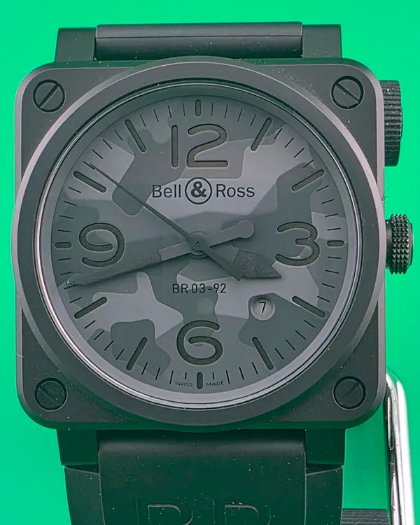 Bell & Ross BR 03-92 Diver 42MM Black Camo Dial Rubber Strap (BR03-92)