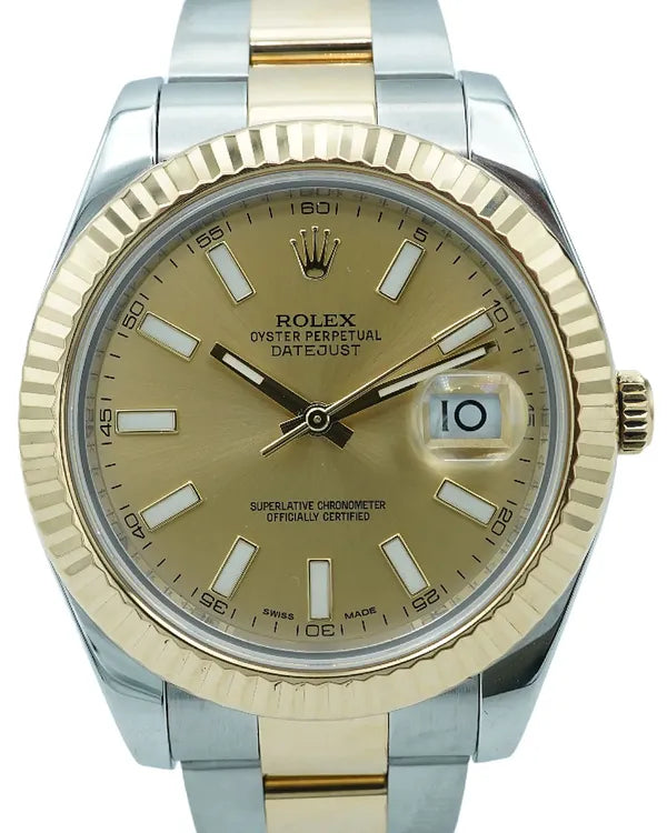 Rolex Datejust II 41MM Champagne Dial Two-Tone Oyster Bracelet (116333)