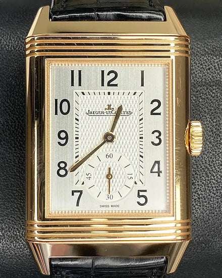 2023 Jaeger-LeCoultre Reverso Duoface 28.3MM Black/Silver Dial Leather Strap (Q3842520)