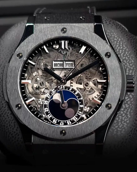 Hublot Classic Fusion Aerofusion Moonphase 45MM Skeleton Dial Leather Strap (517.CX.0170.LR)