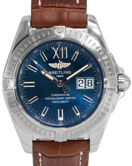 Breitling Galactic Cockpit 41MM Blue Dial Leather Strap (A49350)