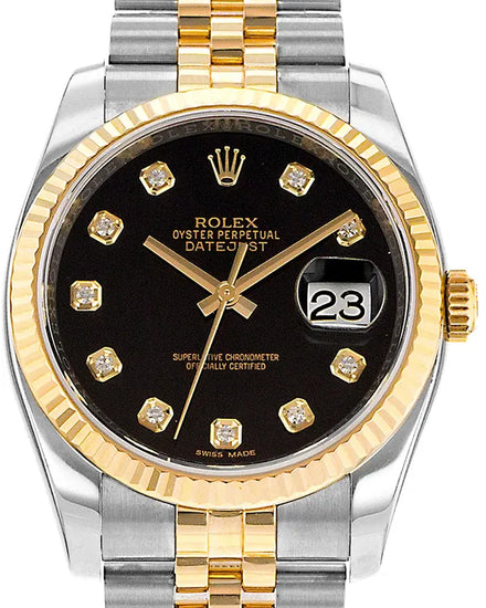 Rolex Datejust 36MM Black Dial Two-Tone Jubilee Bracelet (116233)