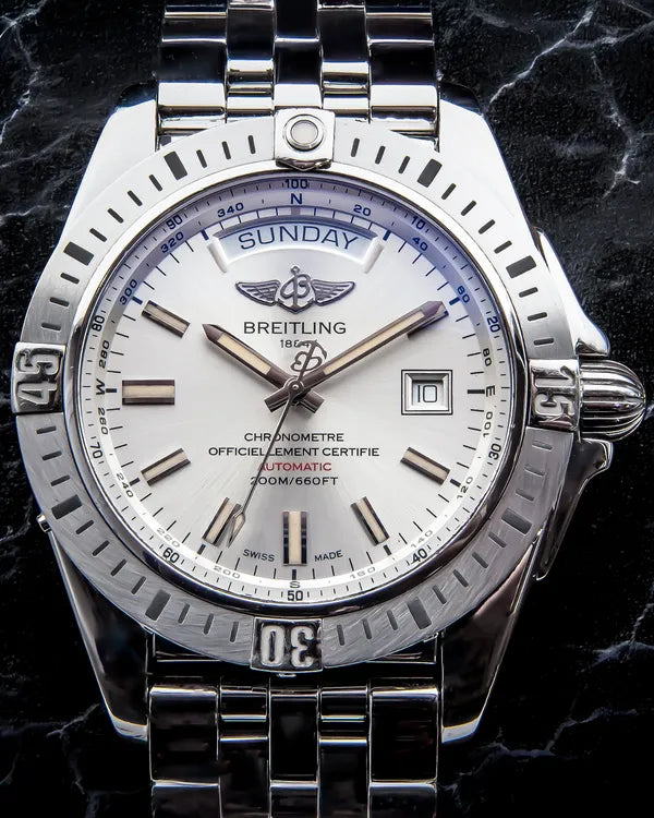 (SR) 2014 Breitling Galactic 44MM Silver Dial Steel Bracelet (A45320B9/G797)