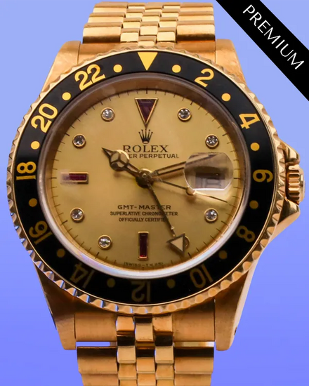 Rolex GMT-Master 40MM Champagne "Serti" Dial Yellow Gold Jubilee Bracelet (16758)
