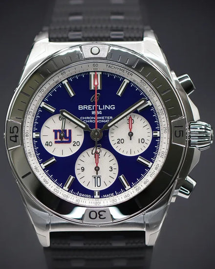 2025 Breitling Chronomat B01 "NFL New York Giants" L.E. 42MM Blue Dial Rubber Strap (AB01342B1CAS1)