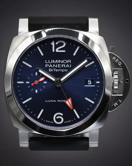 2024 Panerai Luminor Quaranta Luna Rossa BiTempo 40MM Blue Dial Textile/Rubber Strap (PAM01404)
