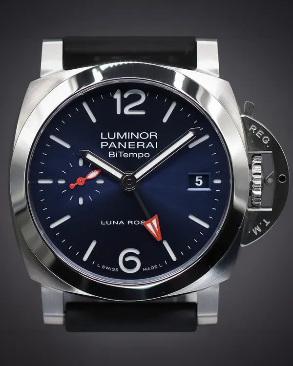 2024 Panerai Luminor Quaranta Luna Rossa BiTempo 40MM Blue Dial Rubber/Textile Strap (PAM01404)