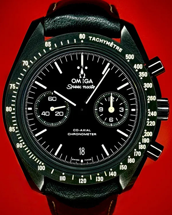 2022 Omega Speedmaster Dark Side of the Moon "Pitch Black" 44.25MM Black Dial Leather Strap (311.92.44.51.01.004)