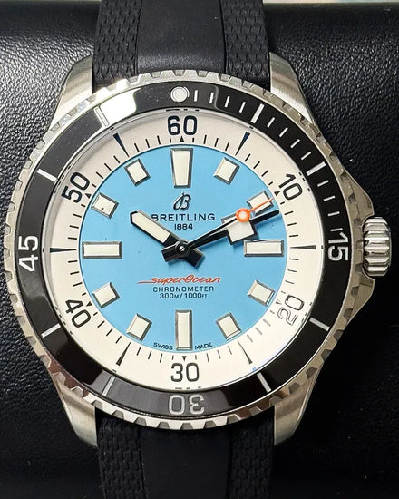 2024 Breitling Superocean "Bucherer" L. E. 44MM Blue Dial Rubber Strap (A173763A1C1S1)