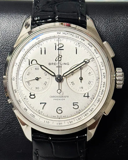 Breitling Premier B09 Chronograph 40MM Silver Dial Leather Strap (AB0930371G1P1)