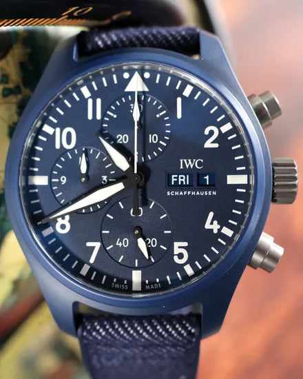 No Reserve - 2024 IWC Schaffhausen Pilot Chronograph "Top Gun Oceana" 41.9MM Blue Dial Textile Strap (IW389404)