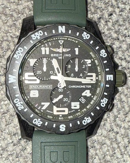 Breitling Endurance Pro 44MM Quartz Black Dial Rubber Strap (X82310)