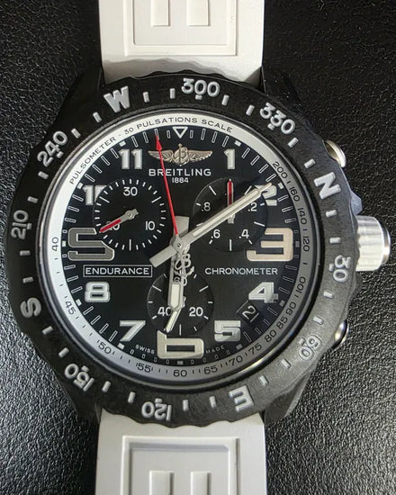No Reserve - 2022 Breitling Endurance Pro 44MM Quartz Black Dial Rubber Strap (X82310)
