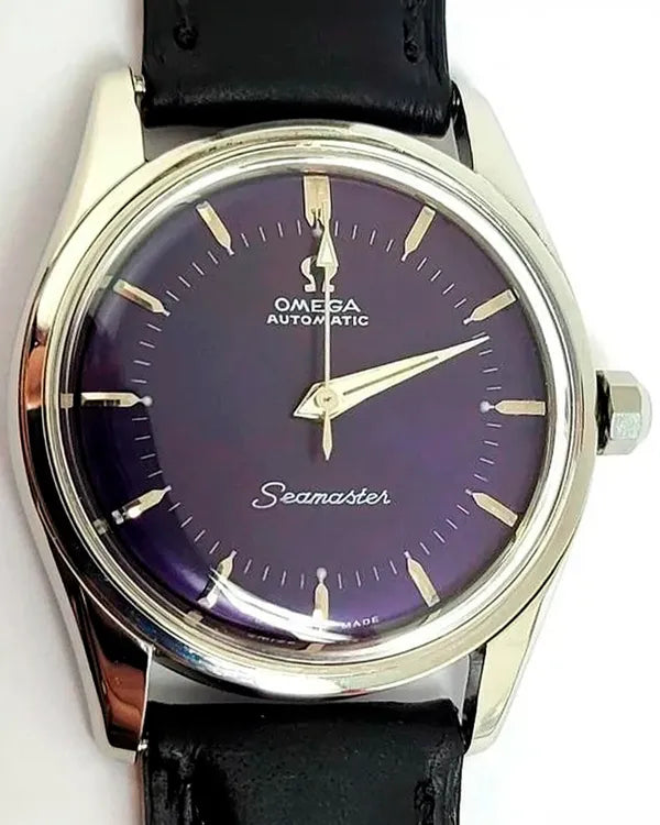 Omega Seamaster 34MM Purple Dial Aftermarket Leather Strap (2869-1)