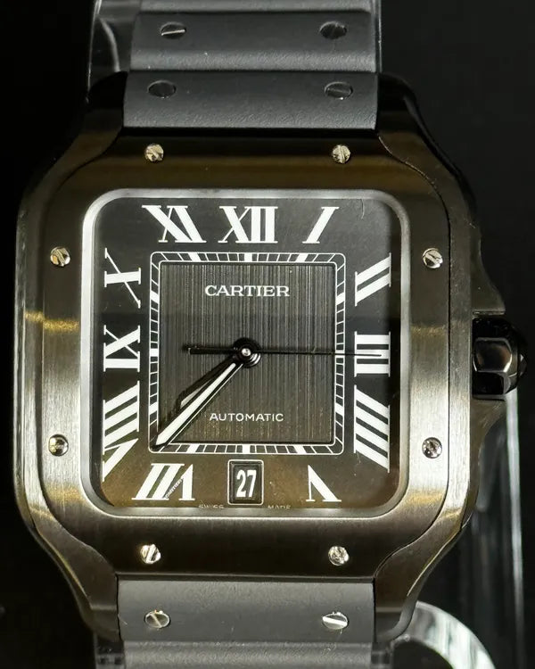 2024 Cartier Santos De Cartier 39.8MM Black Dial Leather Strap (WSSA0039)