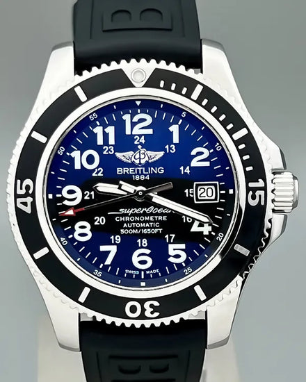 No Reserve - 2018 Breitling Superocean II 42MM Black Dial Rubber Strap (A17365C9/BD67)