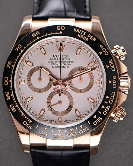 Rolex Cosmograph Daytona 40MM Ivory Dial Leather Strap (116515)