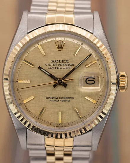 1978 (5.0 Mill Serial) Rolex Datejust 36MM Champagne "Linen" "Pie Pan" Dial Two-Tone Jubilee Bracelet (1601)