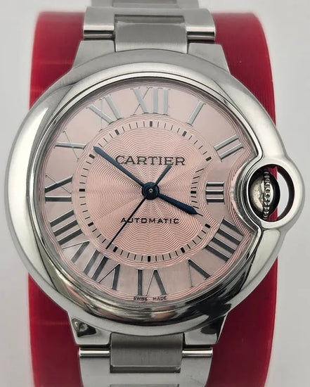 Cartier Ballon Bleu De Cartier 33MM Pink Dial Steel Bracelet (WSBB0046)