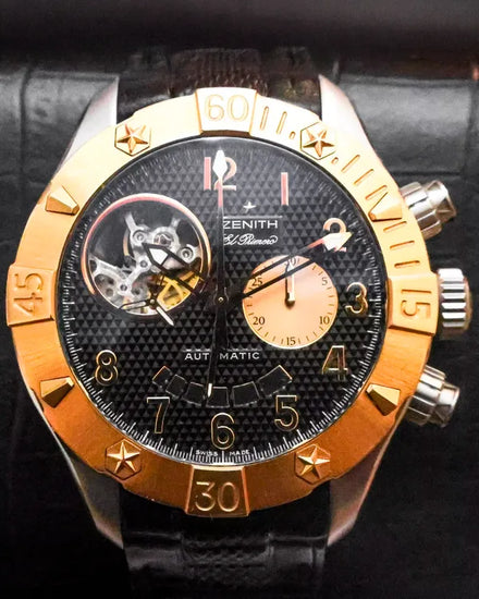 2010 Zenith Defy Classic Open El Primero 43MM Black Dial Leather Strap (86.0516.4021)