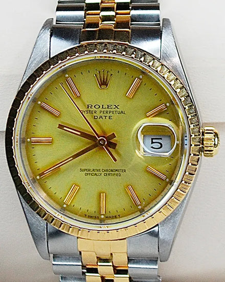 1994 Rolex Oyster Perpetual Date 34MM Champagne Dial Two-Tone Jubilee Bracelet (15223)