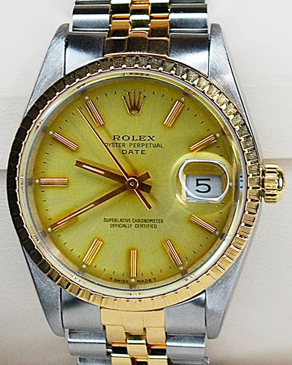 1994 Rolex Oyster Perpetual Date 34MM Champagne Dial Two-Tone Jubilee Bracelet (15223)