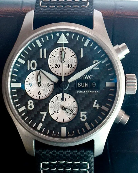 2022 IWC Schaffhausen Pilot "AMG Edition" 43MM Carbon Fiber Dial Leather Strap (IW377903)