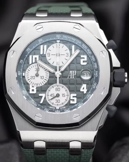 Audemars Piguet Royal Oak Offshore Chronograph 42MM Green Dial Leather Strap (26238TI.OO.A056CA.01)