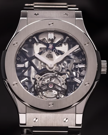 Hublot Classic Fusion Skeleton Tourbillon L. E. 45MM Skeleton Dial Steel Bracelet (505.NX.0170.LR)