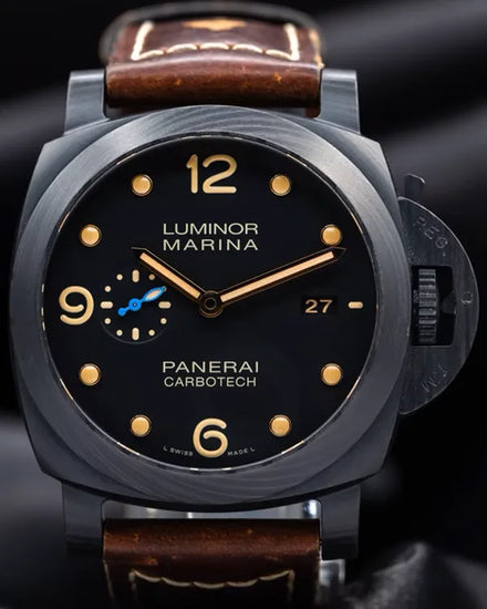 2018 Panerai Luminor Marina 1950 3 Days 44MM Black Dial Leather Strap (PAM00661)