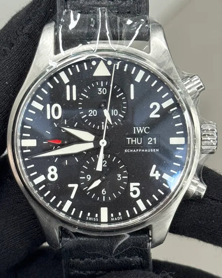 2017 IWC Schaffhausen Pilot 43MM Black Dial Leather Strap (IW377709)