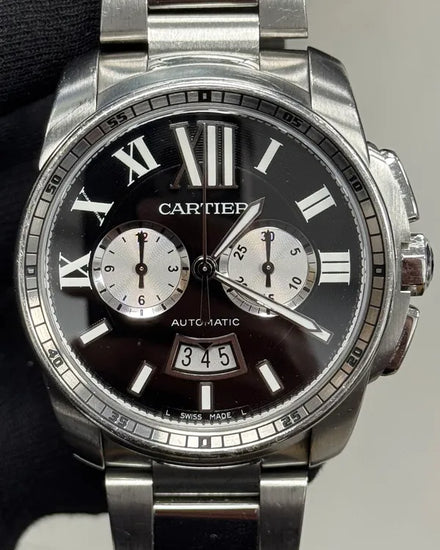 2015 Cartier Calibre de Cartier 42MM Black Dial Steel Bracelet (3578)
