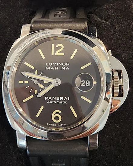 2013 Panerai Luminor Marina 44MM Black Dial Rubber Strap (PAM00104)