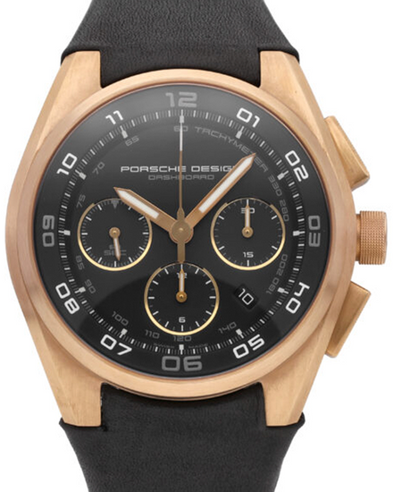 2025 Porsche Design Dashboard 44MM Black Dial Leather Strap (P.662069401243)