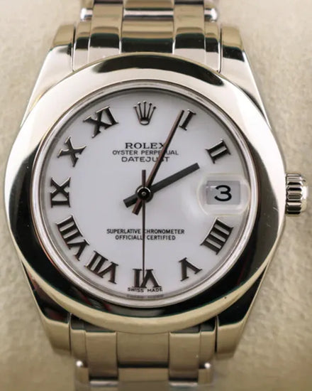 2000 (P Serial) Rolex Lady-Datejust Pearlmaster 34MM White Dial White Gold Pearlmaster Bracelet (81209)