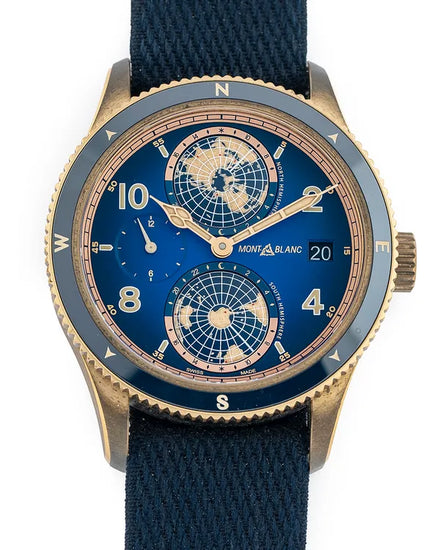 2020 Montblanc 1858 Geosphere Bronze "Messner" L.E. 42MM Blue Dial Textile Strap (MB126361)