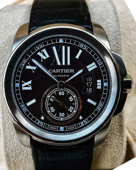 Cartier Calibre de Cartier 42MM Black Dial Leather Strap (W7100041)