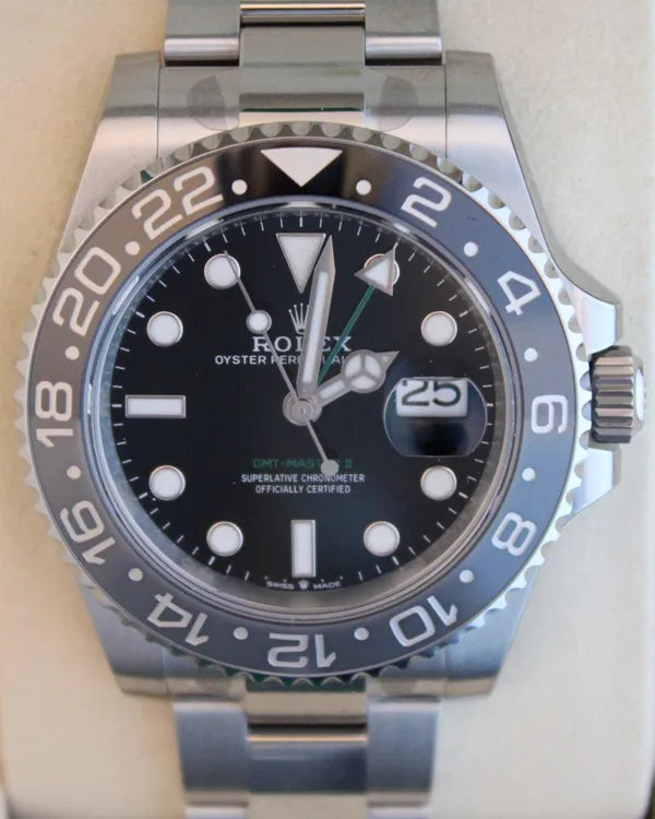 2025 Rolex GMT-Master II "Bruce Wayne" 40MM Black Dial Oyster Bracelet (126710GRNR)