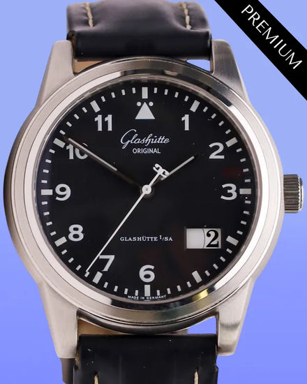 Glashütte Original Senator 38.5MM Black Dial Leather Strap (38-42-07-22-04)