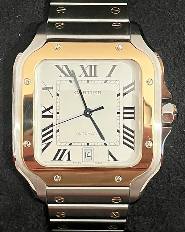 2024 Cartier Santos De Cartier 39.8MM White Dial Two-Tone Bracelet (W2SA0009)