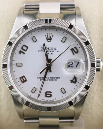 Rolex Oyster Perpetual Date 34MM White Dial Oyster Bracelet (15210)