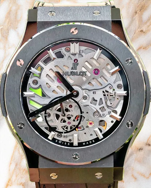 Hublot Classic Fusion Ultra-Thin 45MM Skeleton Dial Leather Strap (515.CM.0140.LR)