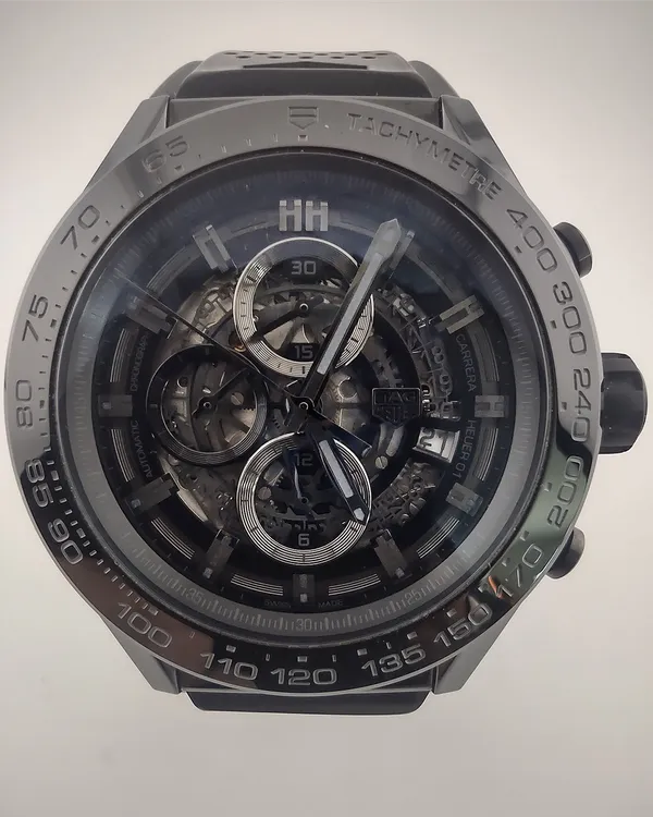 2016 Tag Heuer Carrera Calibre HEUER 01 45MM Skeleton Dial Rubber Strap (CAR2A90.FT6071)