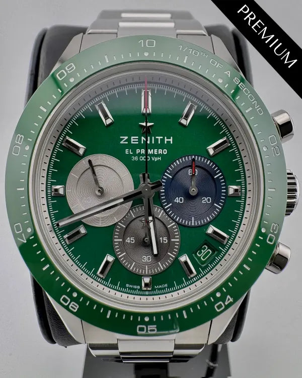 No Reserve - 2025 Zenith Chronomaster Sport 41MM Green Dial Steel Bracelet (03.3119.3600/56.M3100)