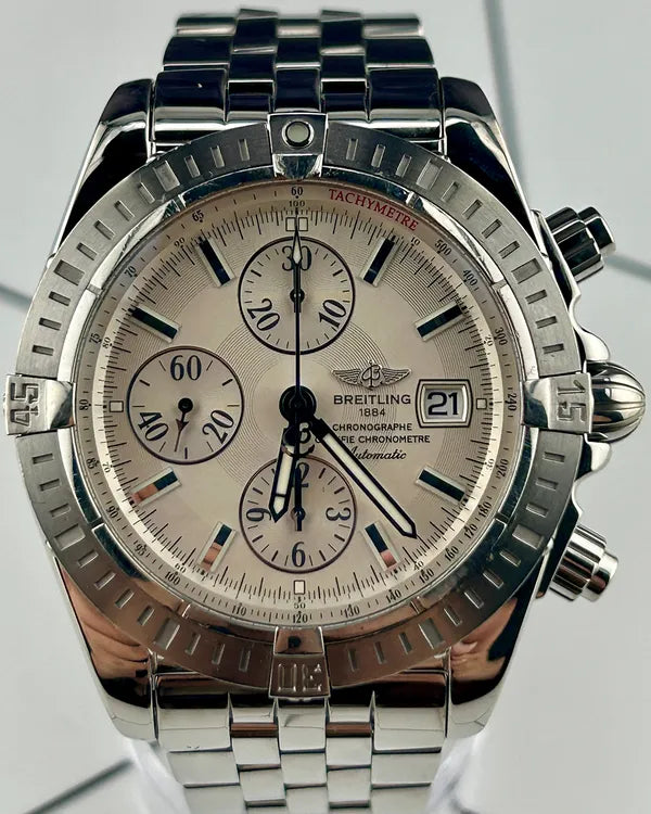 Breitling Chronomat Evolution 44MM Silver Dial Steel Bracelet (A13356)