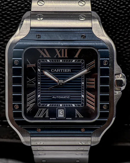 2023 Cartier Santos De Cartier 39.8MM Blue Dial Steel Bracelet (WSSA0048)