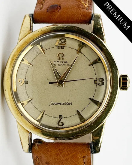 No Reserve - Omega Seamaster 34.5MM Champagne Dial Aftermarket Leather Strap (2577-17)