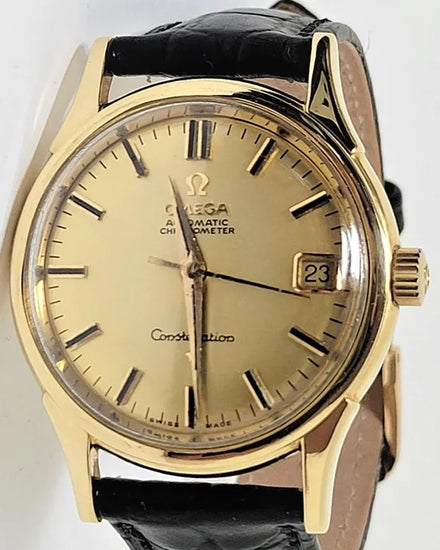 Omega Constellation 34.4MM Champagne Dial Aftermarket Leather Strap (14393)